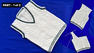 New two colour Sweater design for 2 to 4 year old babyVneck knittingPart1Woolen Tutorial114 [upl. by Sherris]