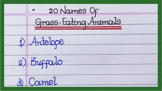 Grass eating animals name  10 Name  20 Name of Grass eating animals  Plant eating animals [upl. by Erdreid]