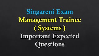 SCCL MT SYSTEMS expected questions [upl. by Delaine]