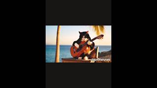 The cat is playing the guitar aiart ai fotofairytale cutecats animation [upl. by Lativa]