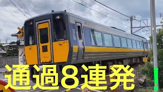 【山陰本線】通過8連発！ 大津里道踏切付近 農林高校踏切 [upl. by Sathrum]