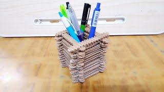 How To Make Pen and Pencil Stand From Waste Cardboard Box Easy Pen Holder Making [upl. by Etteneg]