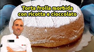 Torta frolla morbida alle mandorle e limone ripena di crema di ricotta alla vaniglia e cioccolato [upl. by Llerehs508]