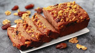 Date Cake  Wheat Flour Date Walnut Cake  Eggless amp Without Oven  Yummy [upl. by Pahl]