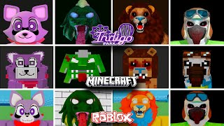 Indigo Park  EVOLUTION of ALL JUMPSCARES in All Games Minecraft Roblox Garrys Mod [upl. by Hewe]