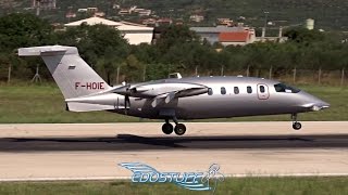 Piaggio P180 Avanti II FHOIE  Closeup Landing at Split Airport LDSPSPU [upl. by Alrick831]