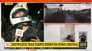 Reportan caída de revestimiento en edificio Dos Providencias tras fuerte temblor en la zona central [upl. by Arakal]