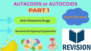 Autacoids Rapid Revision Part1 Antihistamines Serotonin or 5hydroxytryptamine pharmacology [upl. by Medrek]