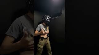 Testing DEVTAC RONIN Ballistic Helmet full face Room 1x1m  SILVER WARRIOR TACTICAL Ringed Dagger [upl. by Philana]