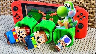 Lego Mario Luigi and Toad enter the Nintendo Switch to save Yoshi Whats their plan legomario [upl. by Yelnoc513]