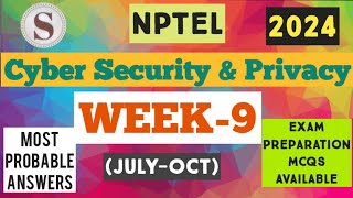 Cyber Security and Privacy  Week9 Assignment Answers 2024  NPTEL nptel2024 [upl. by Lorant]