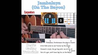 Jambalaya On The Bayou  Carpenters guitar chords w lyrics amp bass strumming tutorial [upl. by Clellan]