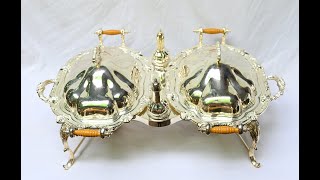 Silver Plate Food Warmer Double Tureen Service Sheffield [upl. by Eleets820]