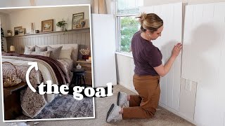 COMPLETELY RenterFriendly Shiplap Wall ✨ DIY removable shiplap panel accent wall [upl. by Atiek]