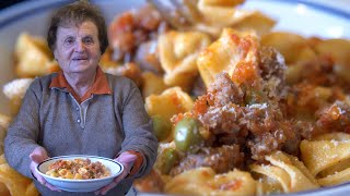 Make Linas pasta with sausage and peas two ways  Pasta Grannies [upl. by Ynad]