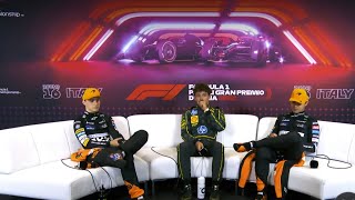 F1 Italian GP Post Race Press Conference 2024 Lando Oscar Leclerc [upl. by Goldner156]