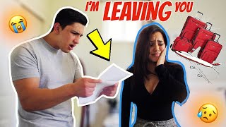 IM LEAVING YOU PRANK ON BOYFRIEND almost broke up [upl. by Liesa]