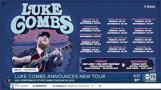 Luke Combs announces two concert tour dates in Glendale next year [upl. by Ardella]