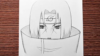 Easy anime drawing  how to draw Itachi  Naruto stepbystep [upl. by Johm]