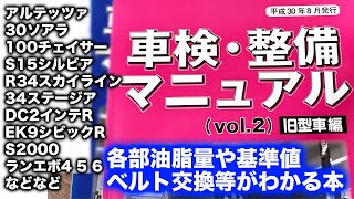 【整備士向け動画】旧車に足を突っ込み始めているJDMスポーツカー達の各部油脂量や基準値、ベルト交換要領等が書いてある本！車検整備マニュアルvol2【公論出版】【PR】 [upl. by Dilahk504]