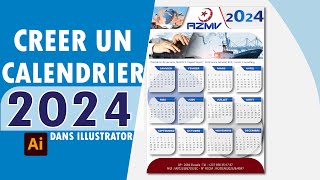 CALENDRIER 2024  Comment créer un calendrier facile avec Adobe Illustrator [upl. by Utas152]