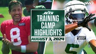 Garrett Wilson Aaron Rodgers and Malachi Corley  NY Jets Training Camp Highlights 8324  SNY [upl. by Euqenimod]