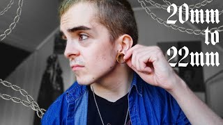 Stretching my ears to 22mm 78  ear stretching taping method [upl. by Fowkes]