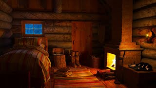 Frosty Blizzard Sounds for Sleeping and Fireplace in a Cozy Winter Hut [upl. by Eyoj]