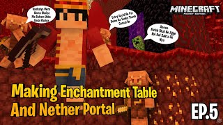 Crafting Enchantment Table amp Nether Portal  EP5  MC Bedrock Edition [upl. by Halilad]