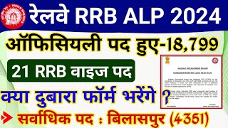 RRB ALP 2024 New Vacancy Official Notice Out  ALP 2024 RRB Wise Vacany [upl. by Eiznik919]