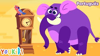 Hickory Dickory Dock Português  Um elefante oh não  YouKids Canções Infantis [upl. by Anivram]