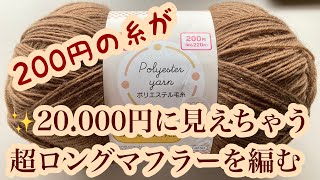 高見え間違いなし【かぎ針編み】200円ポリエステル毛糸１玉で編めるマフラーの編み方 ✩ [upl. by Warfourd21]