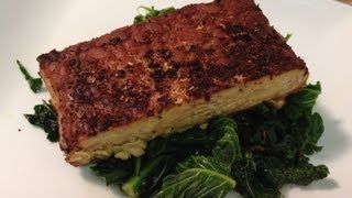 Blackened Tempeh Recipe w Spicy Steamed Kale amp Spinach  HASfit Vegan Recipes Vegetarian [upl. by Pacifa983]