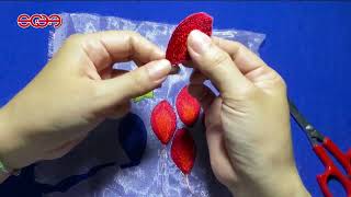 Hướng dẫn thêu 3D Hoa Gạo đỏ How to embroider a Bombax Ceiba flower [upl. by Eon98]