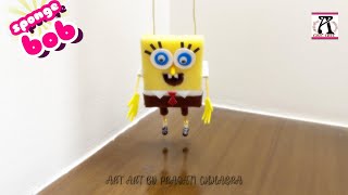 art artSpongebob string puppetHand puppet for kidsHolidays homework craftDiy string puppet [upl. by Aivatahs606]