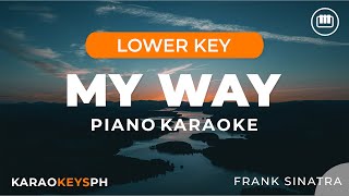 My Way  Frank Sinatra Lower Key  Piano Karaoke [upl. by Ijar668]