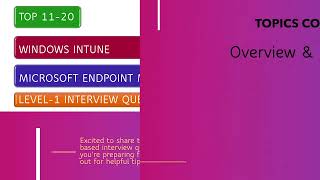 EntryLevel Intune Interview Questions and Answers  Microsoft Intune for Beginners Part2 [upl. by Nwahsor]