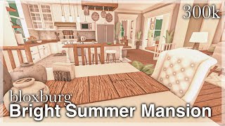 Bloxburg  Bright Summer Mansion Speedbuild interior  full tour  No Large Plot [upl. by Ariek]