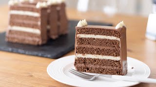 チョコレートのバタークリームケーキの作り方 Chocolate Butter Cream Cake｜HidaMari Cooking [upl. by Marji]