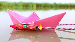 Paper boat me rocket laga kar pani me chala diya 😱 [upl. by Terpstra]