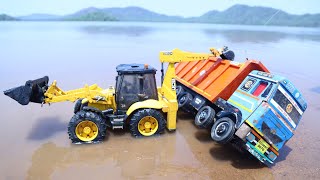 Tata Signa And Tata Prima Accident Pulling Out JCB 3DX Xpert  Dumper Tipper  Cartoon video  CSToy [upl. by Leafar]