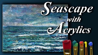 ASMR Ocean WavesAbstract SEASCAPE Easy Acrylic Painting using palette knife [upl. by Rosy]