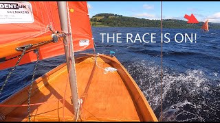 Racing another Mirror dinghy in Enormous waves at Lake Bala with a jury rigged rudder [upl. by Stelu]