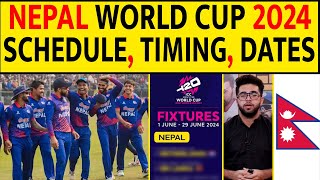 NEPAL TEAM T20 WC 2024 SCHEDULE TIMING MATCHES  WHERE TO WATCH  t20worldcup nepalcricketteam [upl. by Suirtemed]