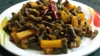 Long beans recipe green beans aloo recipe  long beans curry beans recipe [upl. by Mckay]