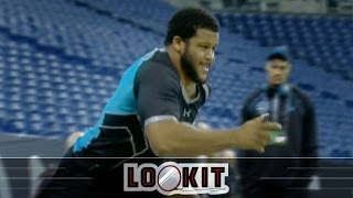 Aaron Donald runs a filthy 46 highlights crazy day for defensive linemen at NFL Combine LOOKIT [upl. by Nallid]