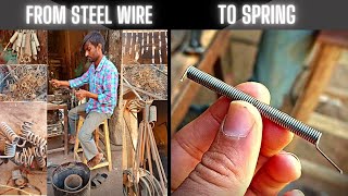 How To Make Wire Spring  Manufacturing Of Steel Spring  Ideas In Hindi  how homemade diy [upl. by Ebbarta]