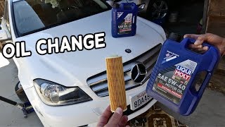 HOW TO CHANGE ENGINE OIL ON MERCEDES W204 C180 C200 C250 Oil Capacity [upl. by Gorton756]