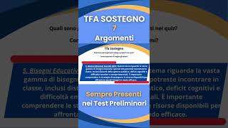 Tfa sostegno cosa studiare 7 argomenti sempre presenti nei test preliminari shorts 05 [upl. by Cacilie]