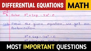 Solve p2  2xp 3x2  0  Differential Equations  differential equation solvable for x [upl. by Blaze]